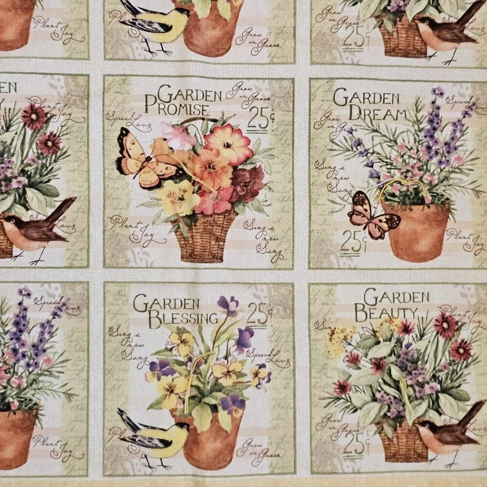 Susan Winget Garden Blessing Block Quilted Tapestry Floral‎ Birds Wall Decor